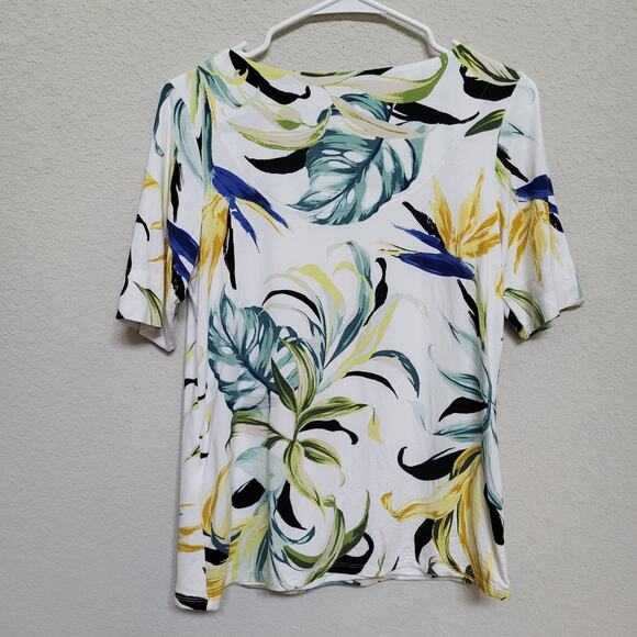 Chicos T Shirt Womens Small / Chicos 0 Floral Casual Tropical Summer Resort - Picture 2 of 10